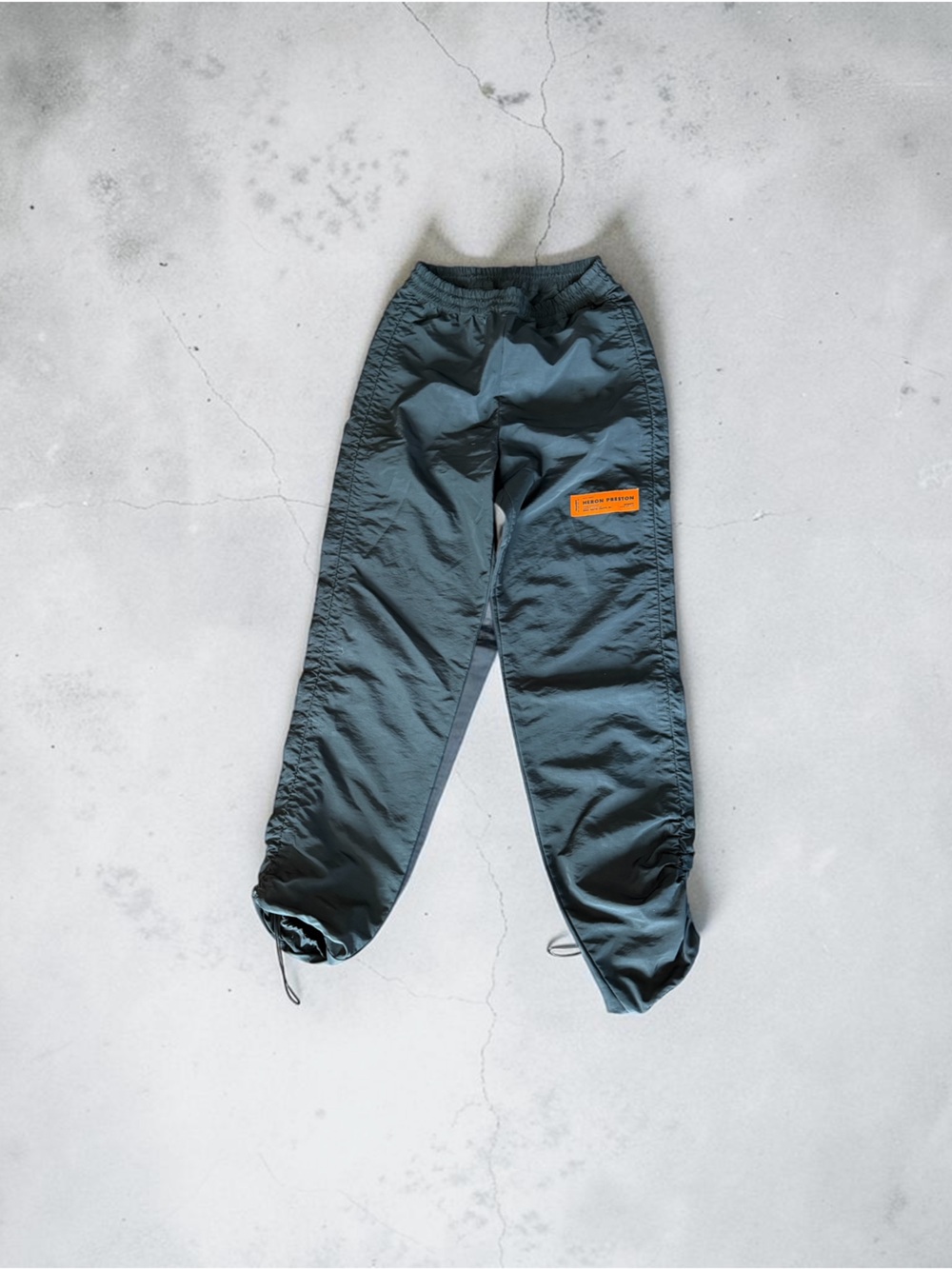 Heron Preston Slate Blue Jogger Sweatpants with Orange Patch